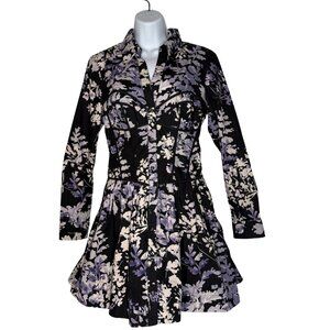 Anthropologie Corset Floral Drop-Waist Dress | Long Sleeve Size: 10
